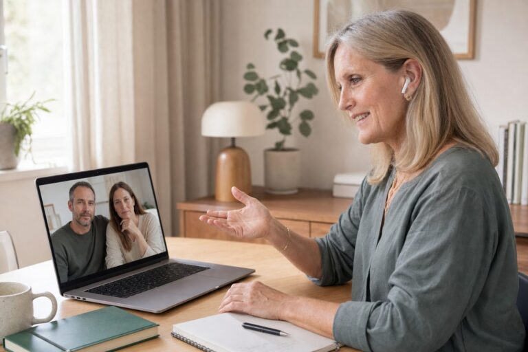 Charlotte Frevert i online parterapi via video hos Tryg Samtale
